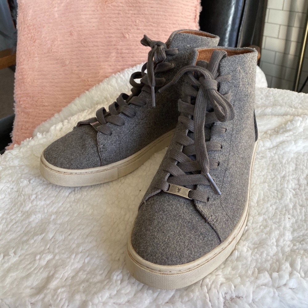 Frye Grey Wool Ivy High Top sneakers size 6.5 - Picture 4 of 7